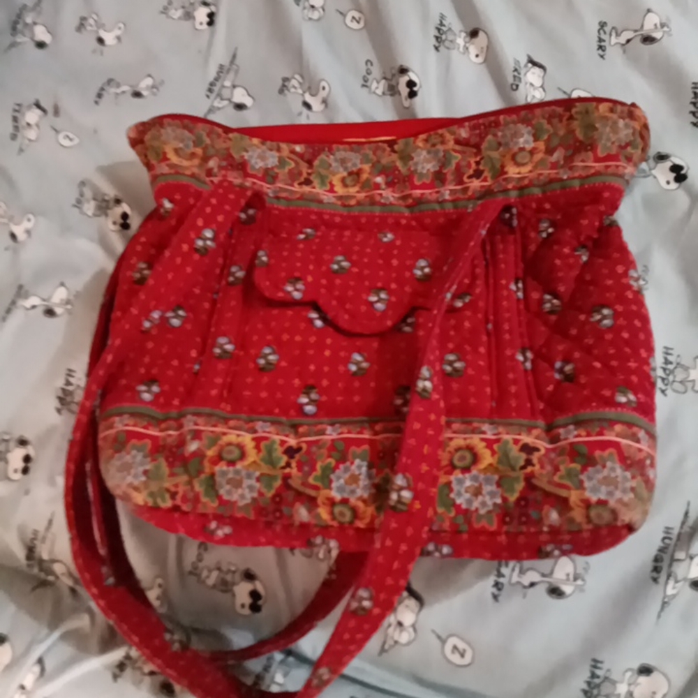 Vera Bradley Red Shoulder Bag with Gold Accents